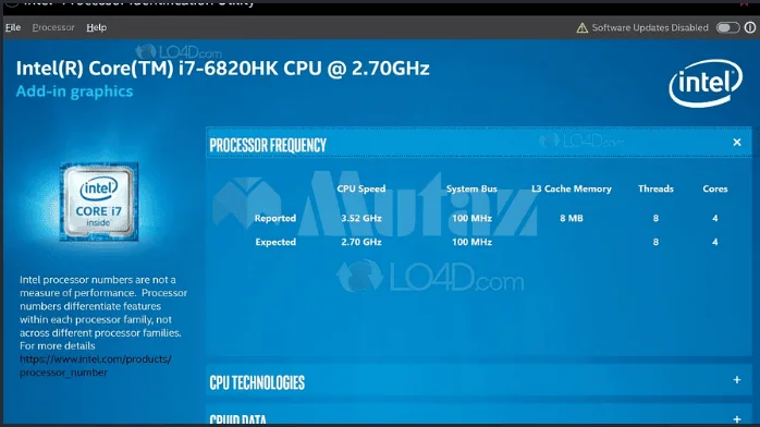 تحميل برنامج Intel Processor Identification Utility